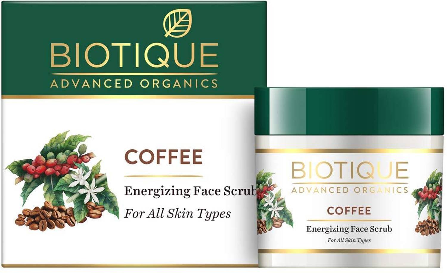 BIOTIQUE Coffee Energizing Face Scrub Deep Exfoliation Removes De Tan Paraben SLS Free Scrub