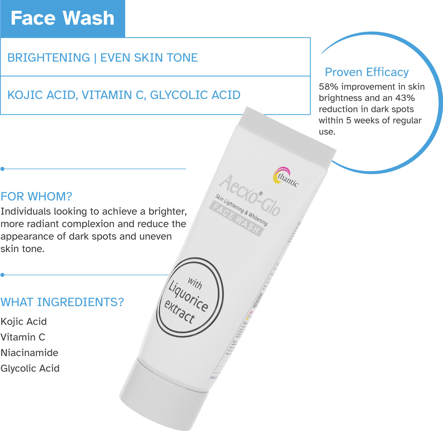 Image of Aecxo Glo 2% Kojic Acid With 3% Niacinamide Daily Brightening Gentle Face Wash
