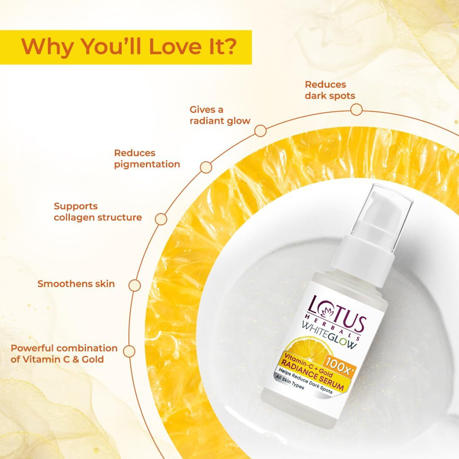 Image of LOTUS HERBALS WHITEGLOW VITAMIN C + GOLD RADIANCE SERUM GEL CREME FACEWASH