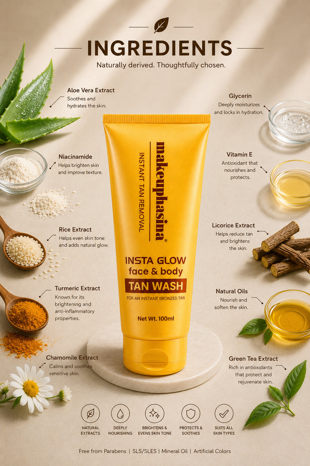 Image of Makeuphasina Insta Glow Tan Wash Face Wash