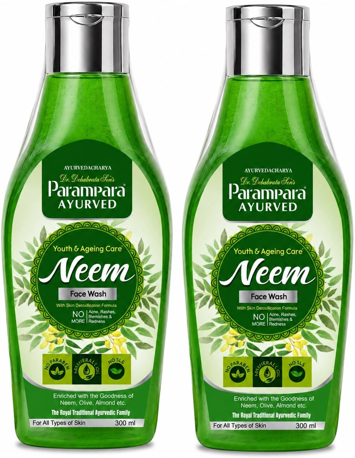 Image of Parampara Ayurved Neem Herbal Face Cleanser Combo with Neem Extract Daily Facial Cleansing Gel Anti Acne Face Wash