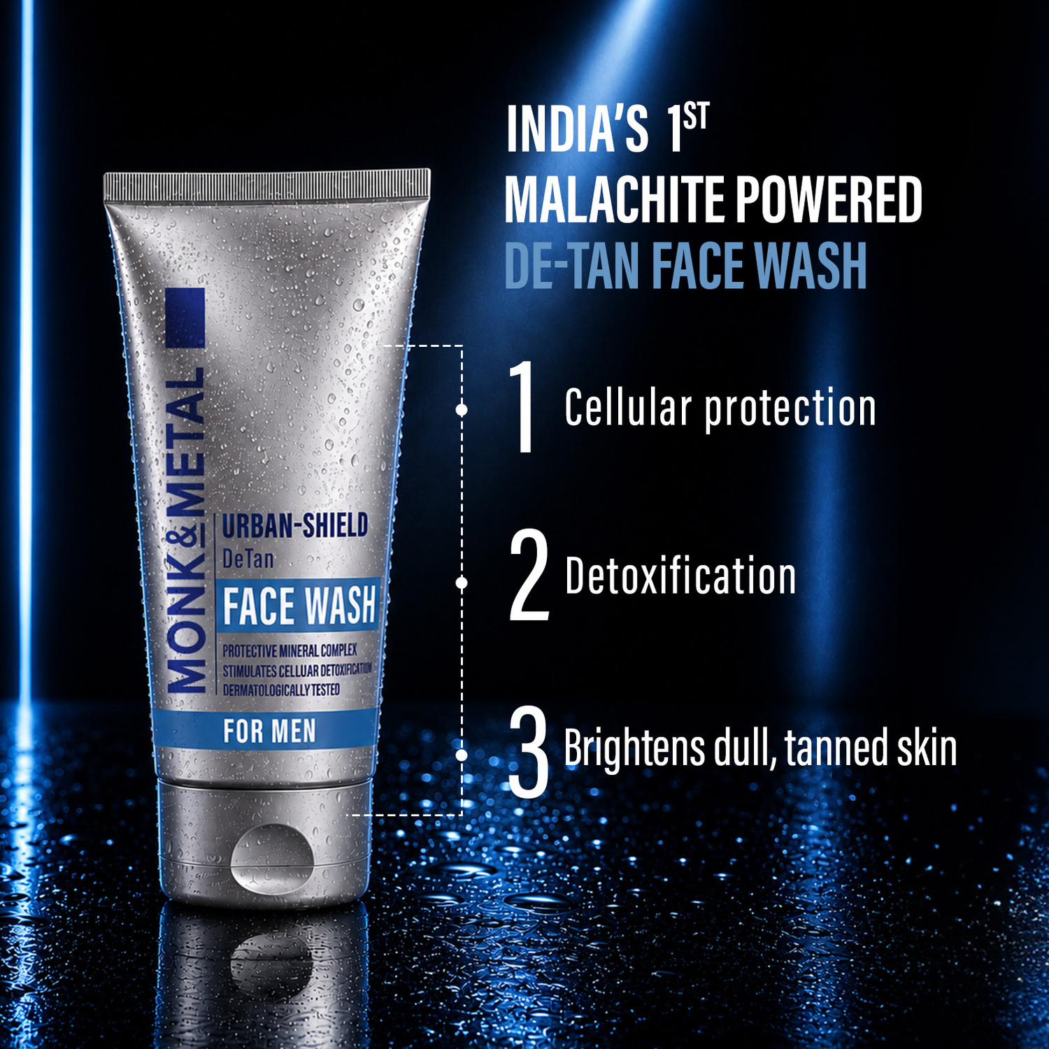 Image of MONK&METAL Urban-Shield De-Tan for Men, Deep Cleanses & Removes Tan Face Wash