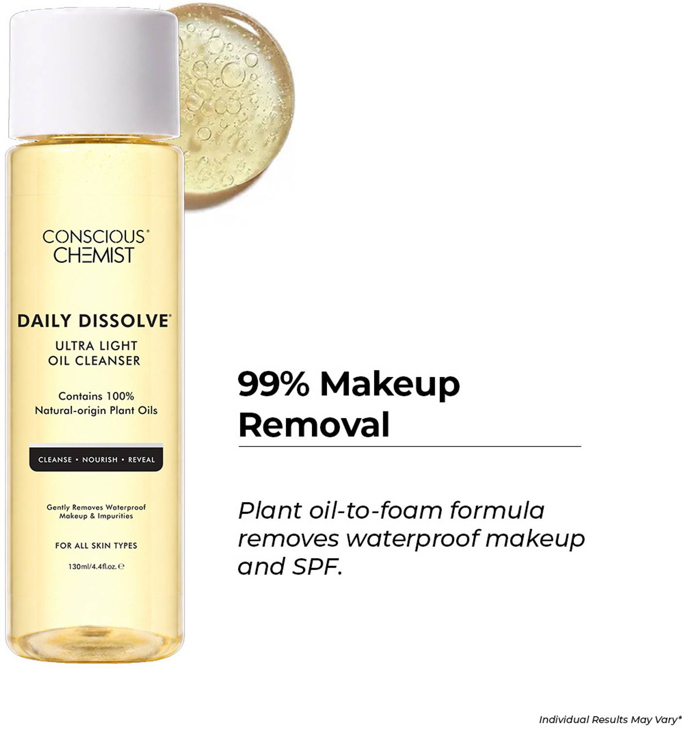 Conscious Chemist Oil Cleanser for Face | Removes Makeup, SPF & Impurities | Deep Cleansing, Softening Formula for All Skin Types Face Wash