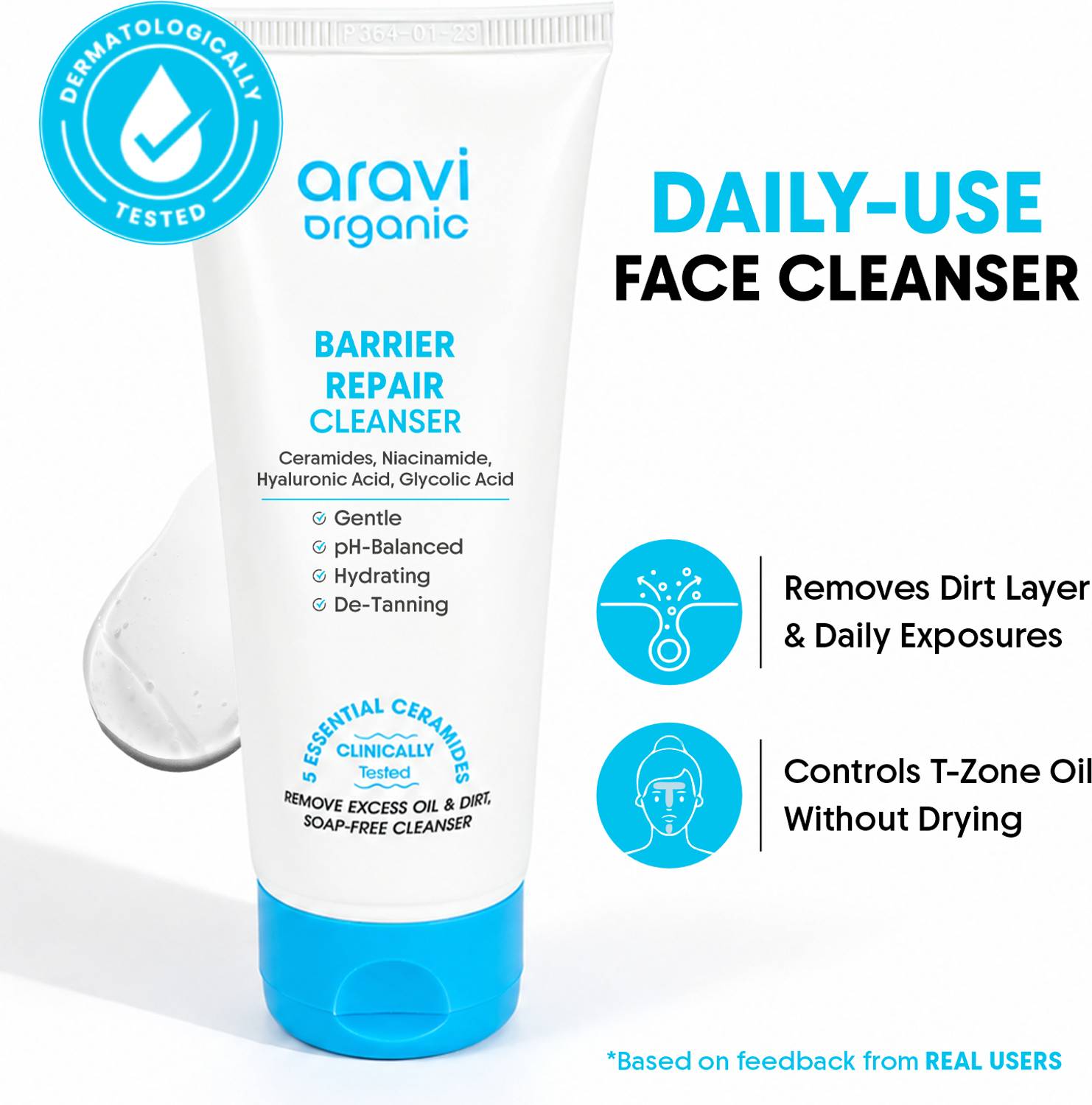 Aravi Organic Cleanser for Oil Control, Acne, Deep Cleansing & Skin Brightening | Ceramides Face Wash
