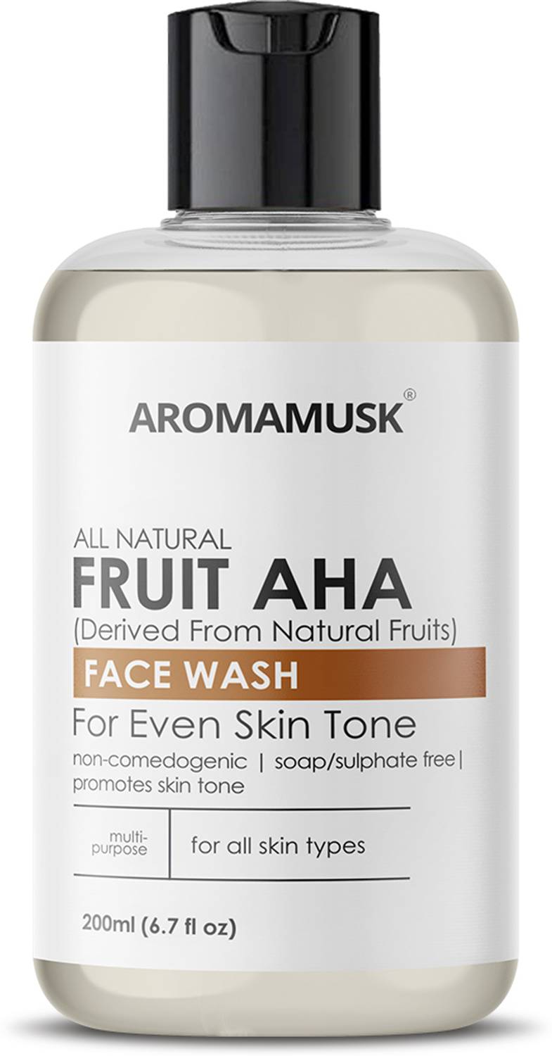aromamusk Fruit AHA  for Skin Brightening, 200ml | Soap Free, No SLS, Parabens, Harsh Chemicals Face Wash