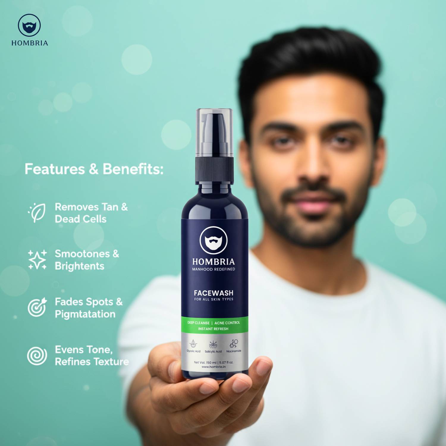 HOMBRIA Facewash for Men, Fights Acne & Pimple, Oil Control, Brig... more