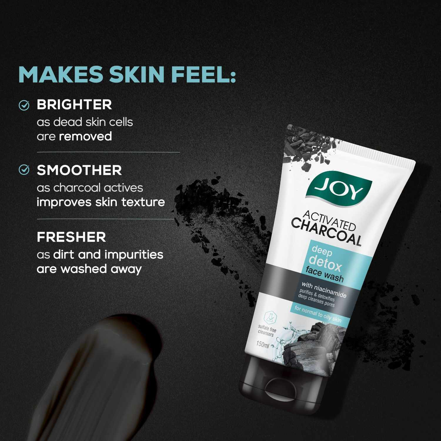 Image of Joy Activated Charcoal Skin Purifying (Pack of 4X50ml) For Oily Skin Face Wash