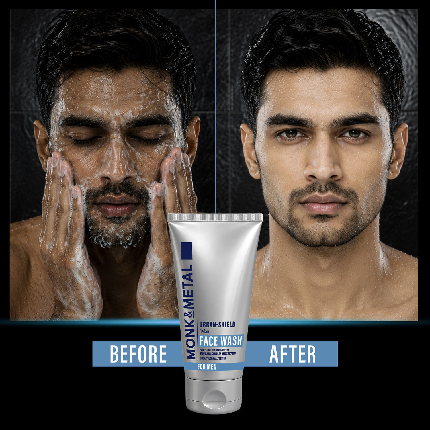 Image of MONK&METAL Urban-Shield De-Tan For Men, Tan Removal & Brightening Face Wash