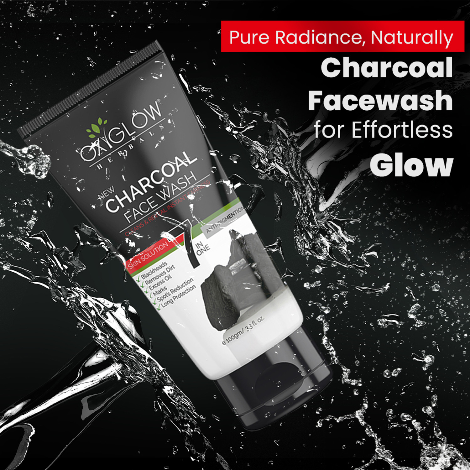 Image of OXYGLOW 7 in One Activated Charcoal ,Remove Spot & Balckheads,Healthy Skin,Cleans Face Wash