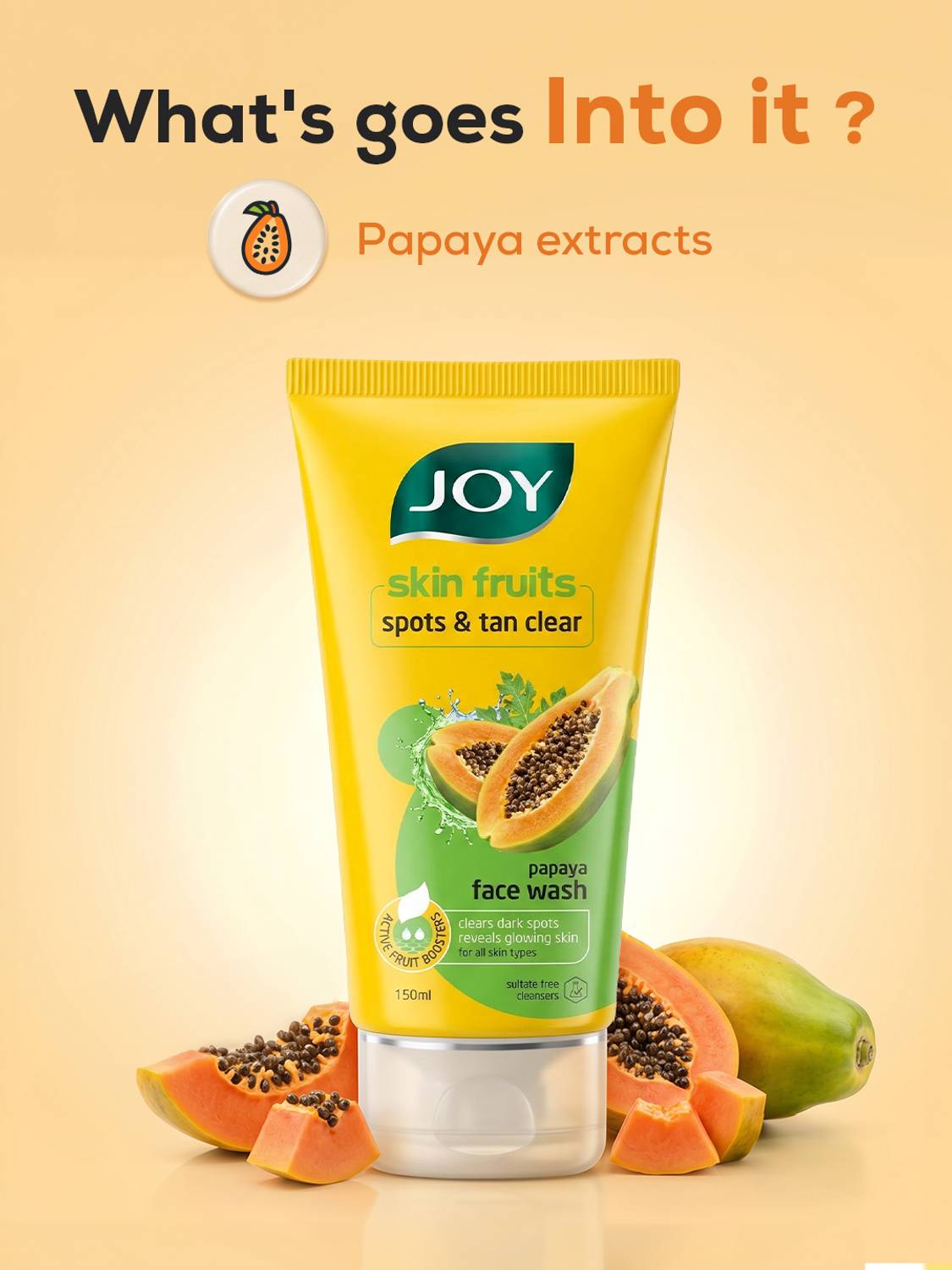 Joy Papaya Face Wash Pack of 3 x Pack of 3 · 100 ml (300 ml total) - Image 3