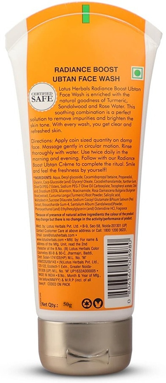Image of LOTUS HERBALS Radiance Boost Ubtan |Glowing Skin|Reducing Dark Spots Face Wash