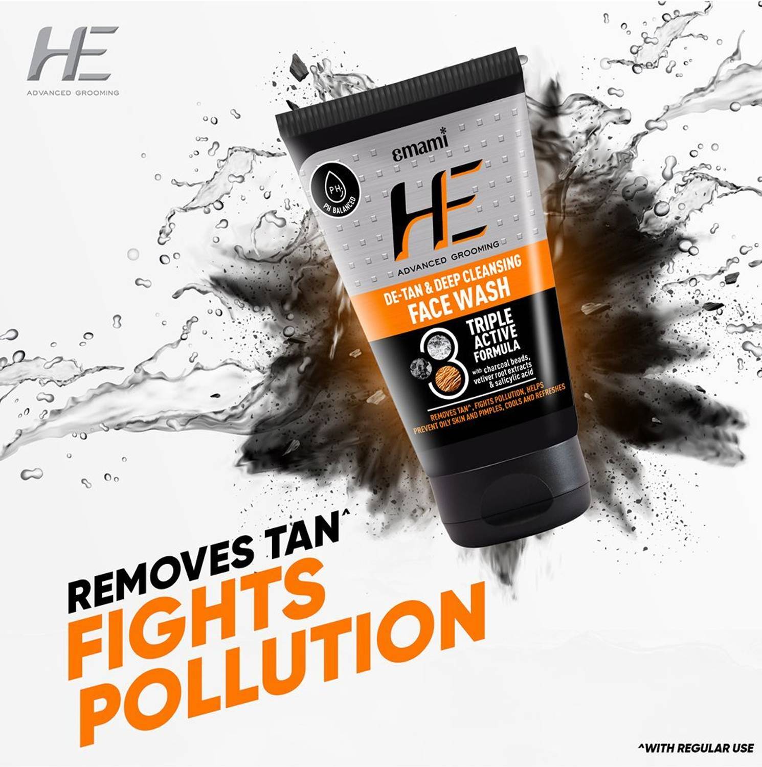 HE De-Tan & Refreshing Cleanser for Men with Charcoal - Image 2