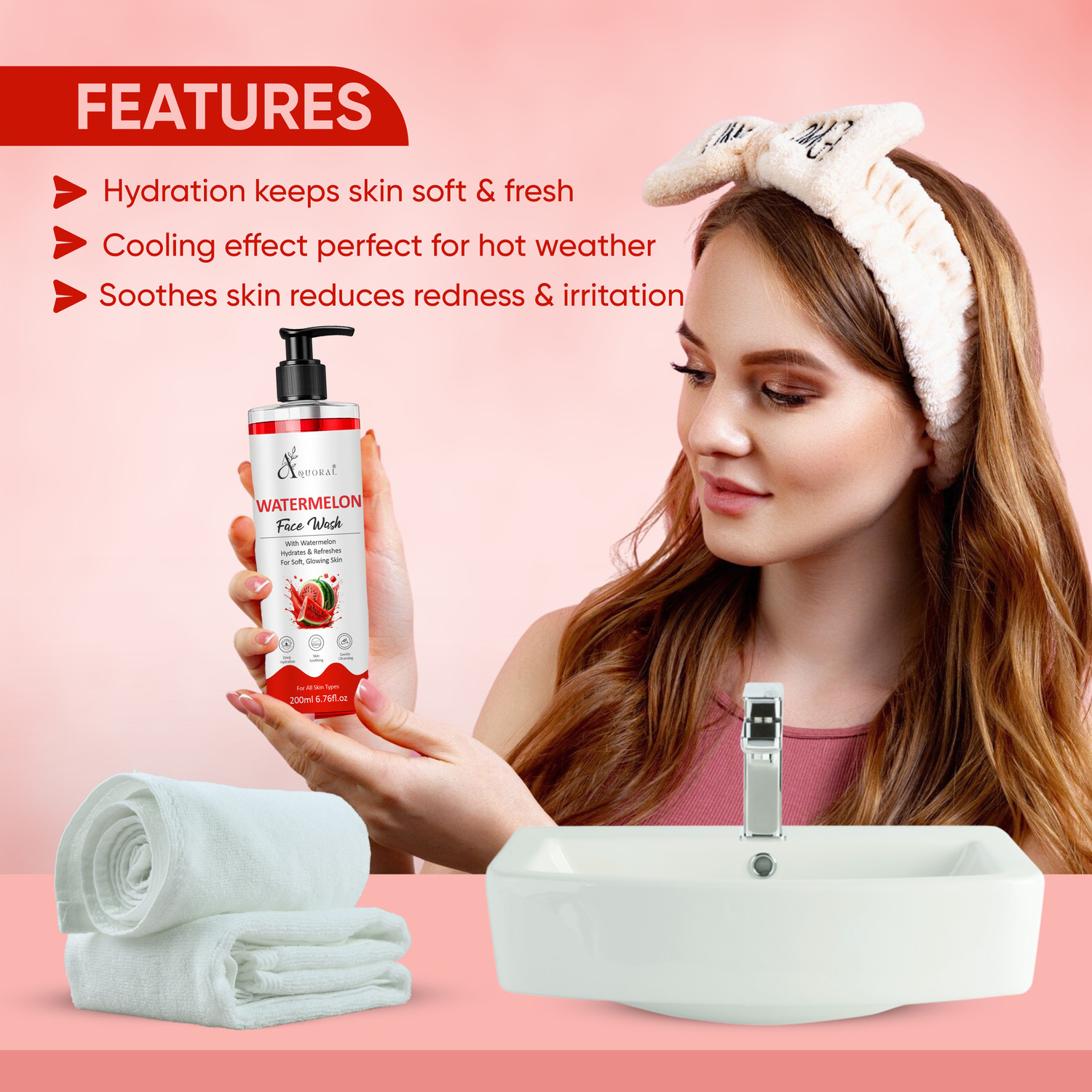 Image of AQUORAL Watermelon for Hydrates & Refreshes For Soft, Glowing Skin Face Wash