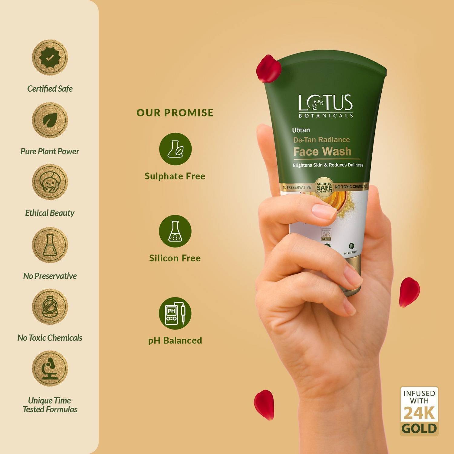 Lotus Botanicals Ubtan De-Tan Radiance | Infused with 24K Gold