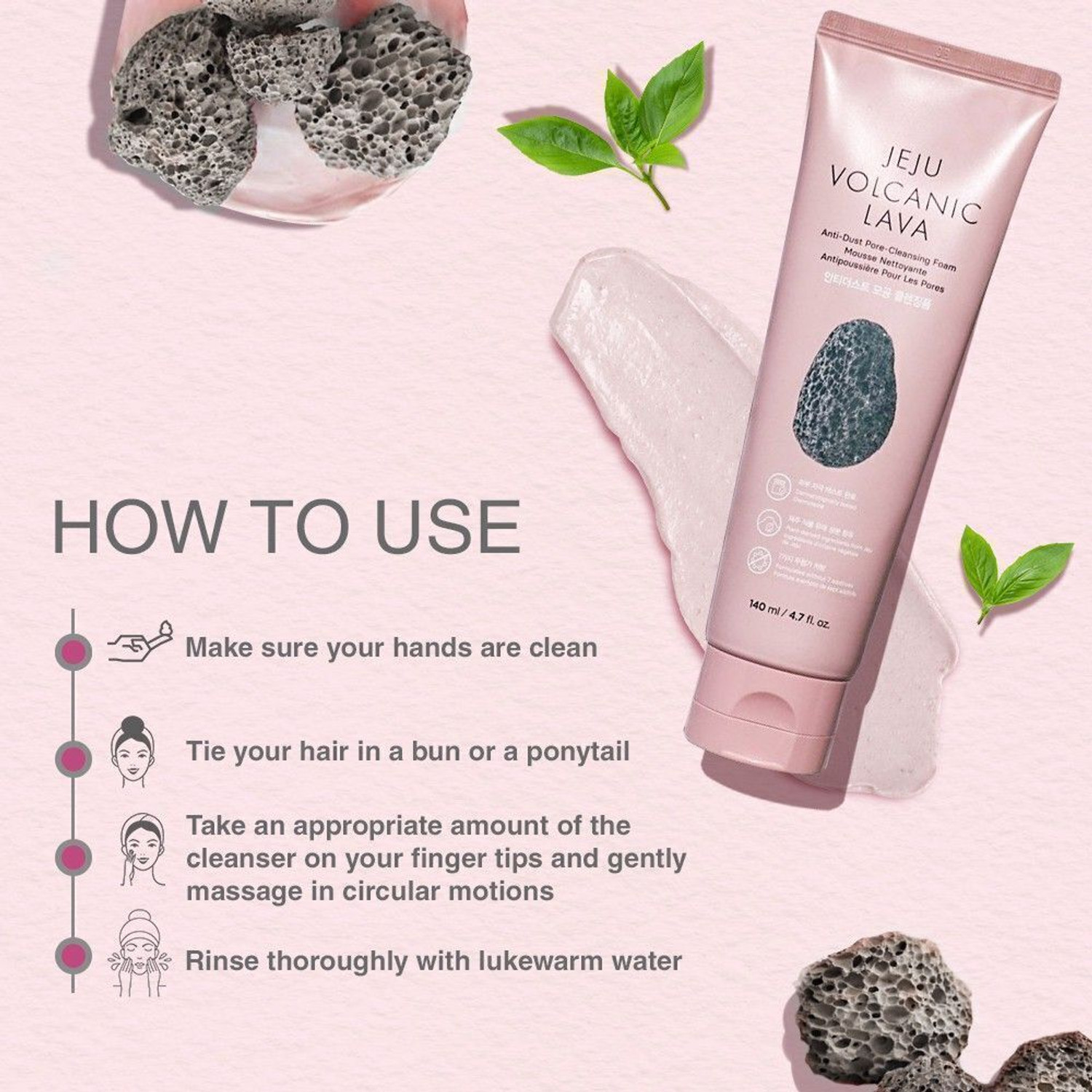 Image of The Face Shop Jeju Volcanic Lava Anti Dust Cleansing Foam,for pore care & blackhead cleansing Face Wash