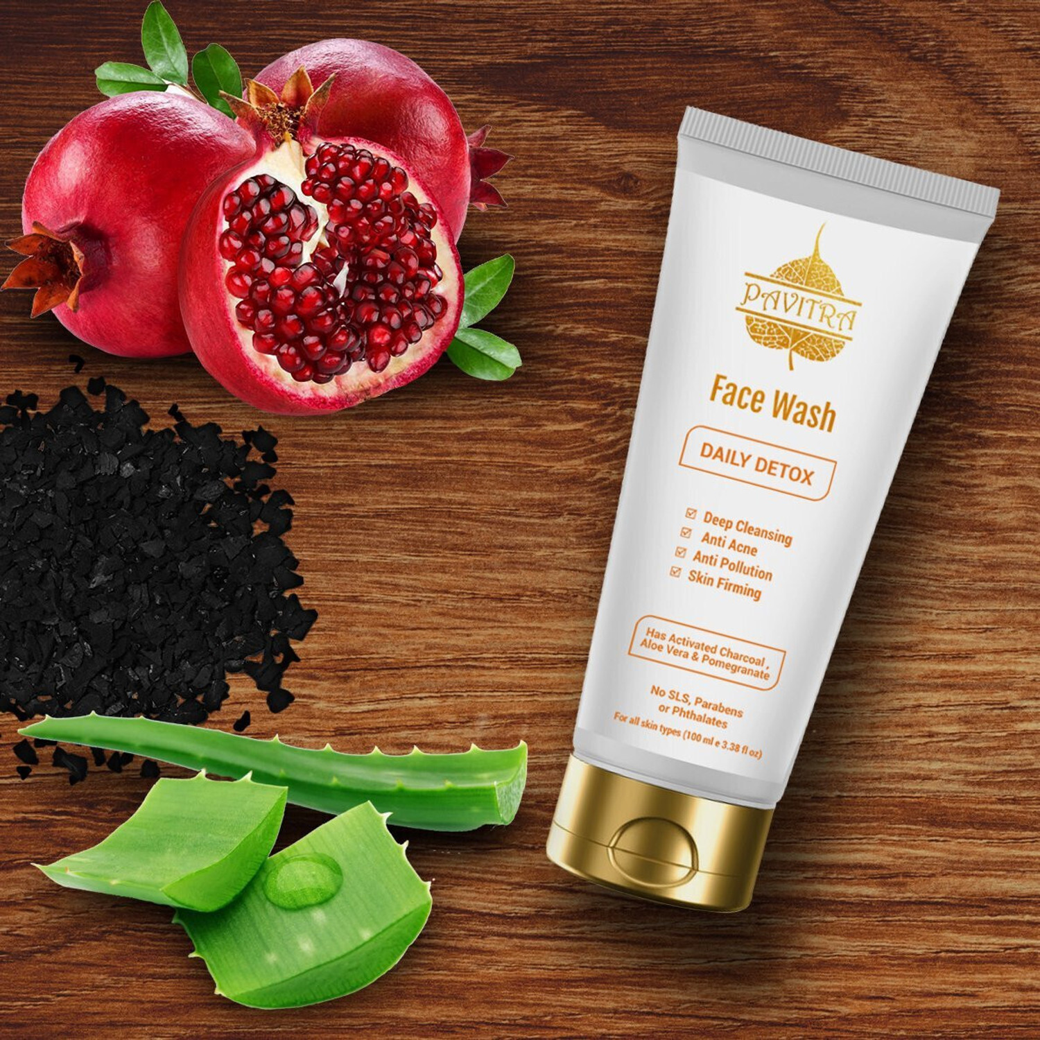 Image of PavitraPlus Organic Charcoal Face wash with Acne Oil & Pollution Control Face Wash