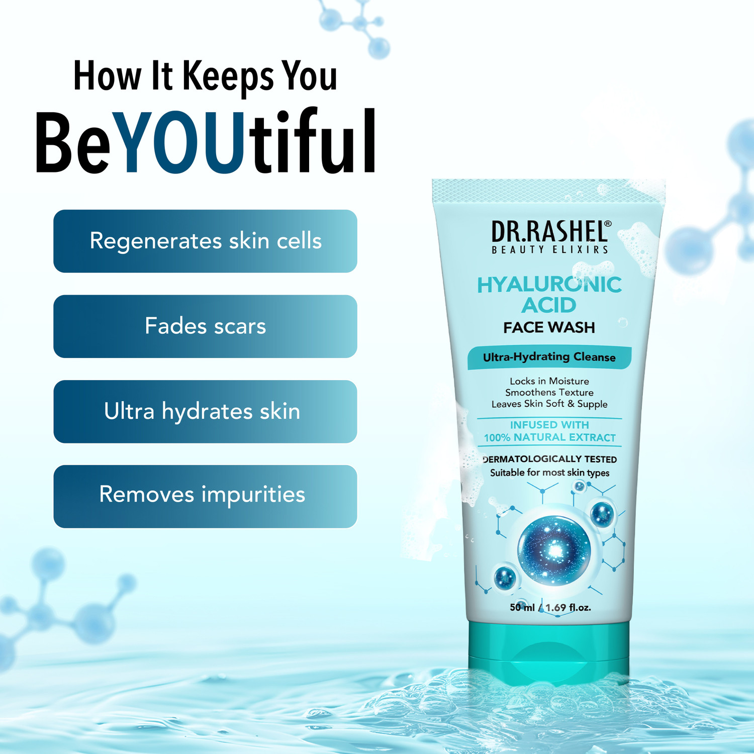 Image of DR.RASHEL Hyaluronic with Licorice Extract for Hydration & Plump Skin | All Skin Types Face Wash