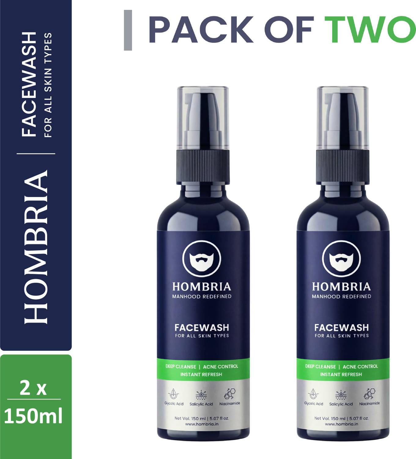 HOMBRIA Facewash for Men, Fights Acne & Pimple, Oil Control, Brig