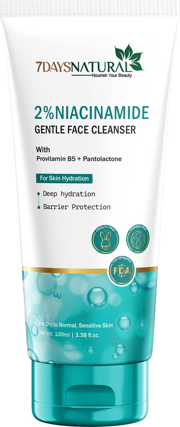 7days natural Niacinamide 2% Gentle Face Cleanser for Dark Spot and Blemishes,Suitable for Dry to Normal Skin, Sensitive Skin Types Face Wash