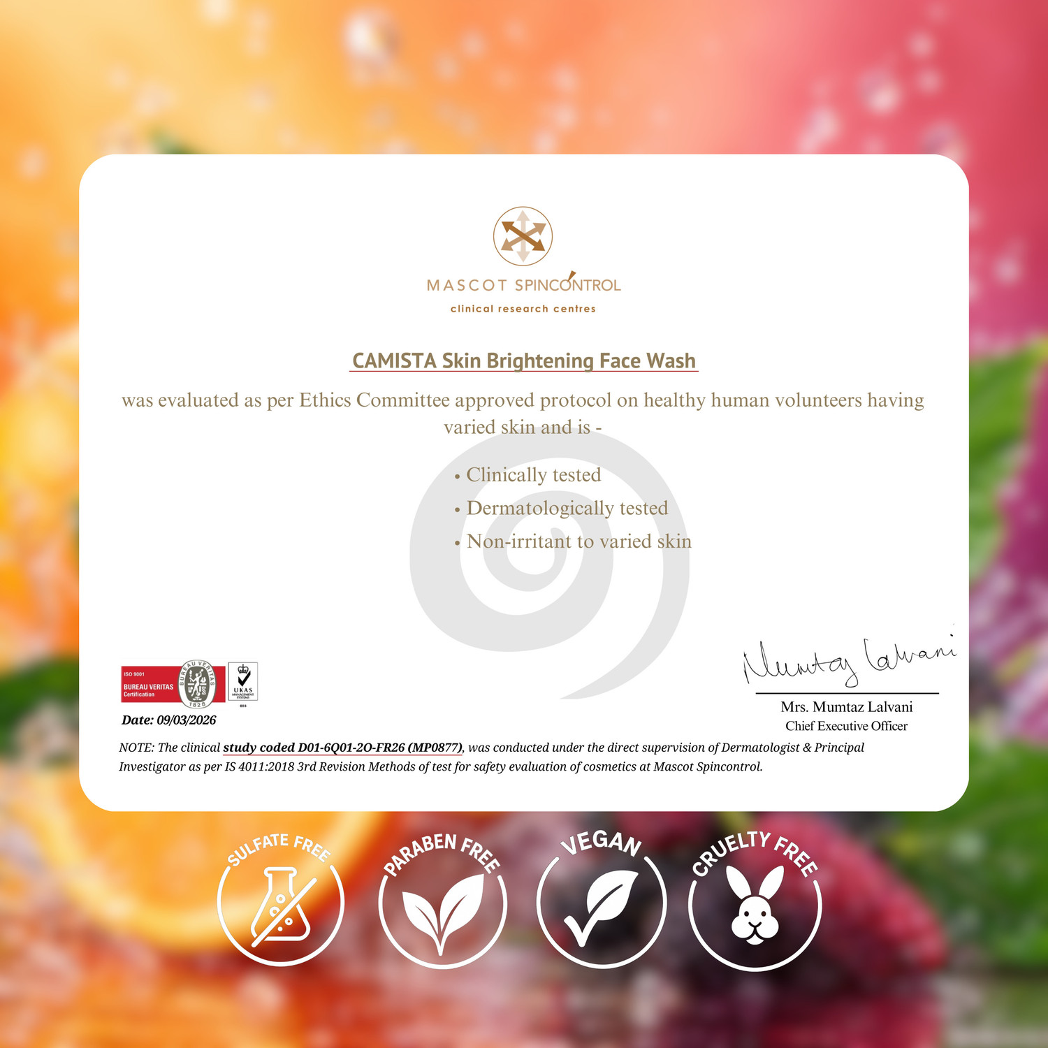 Image of CAMISTA Skin Brightening with Orange Peel, Mulberry Extract & Vitamin C for Tan Removal Face Wash