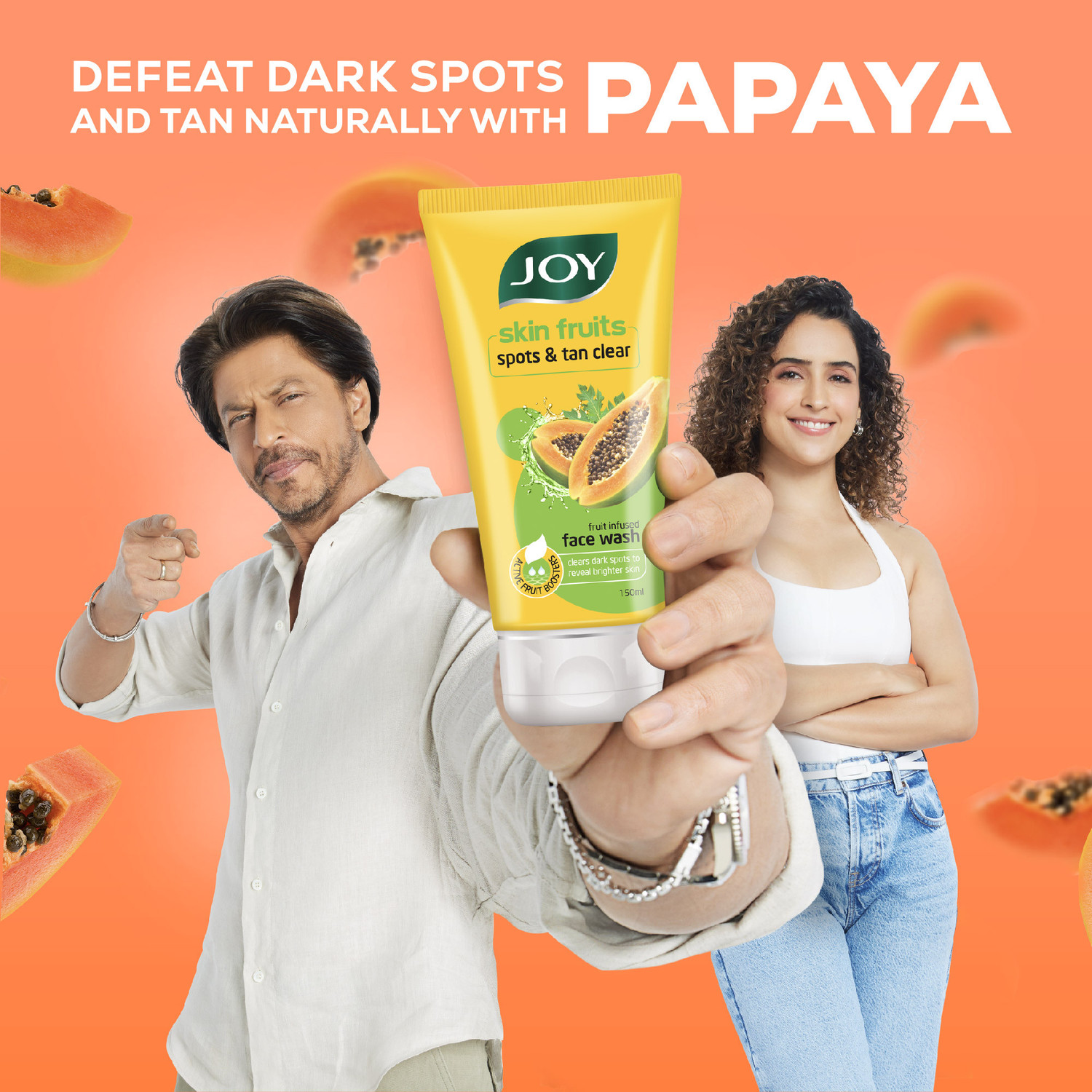 Image of Joy Facewash Combo with Brightening Lemon Face Wash 150ml & Spots & Tan Removing Papaya Face Wash 150ml