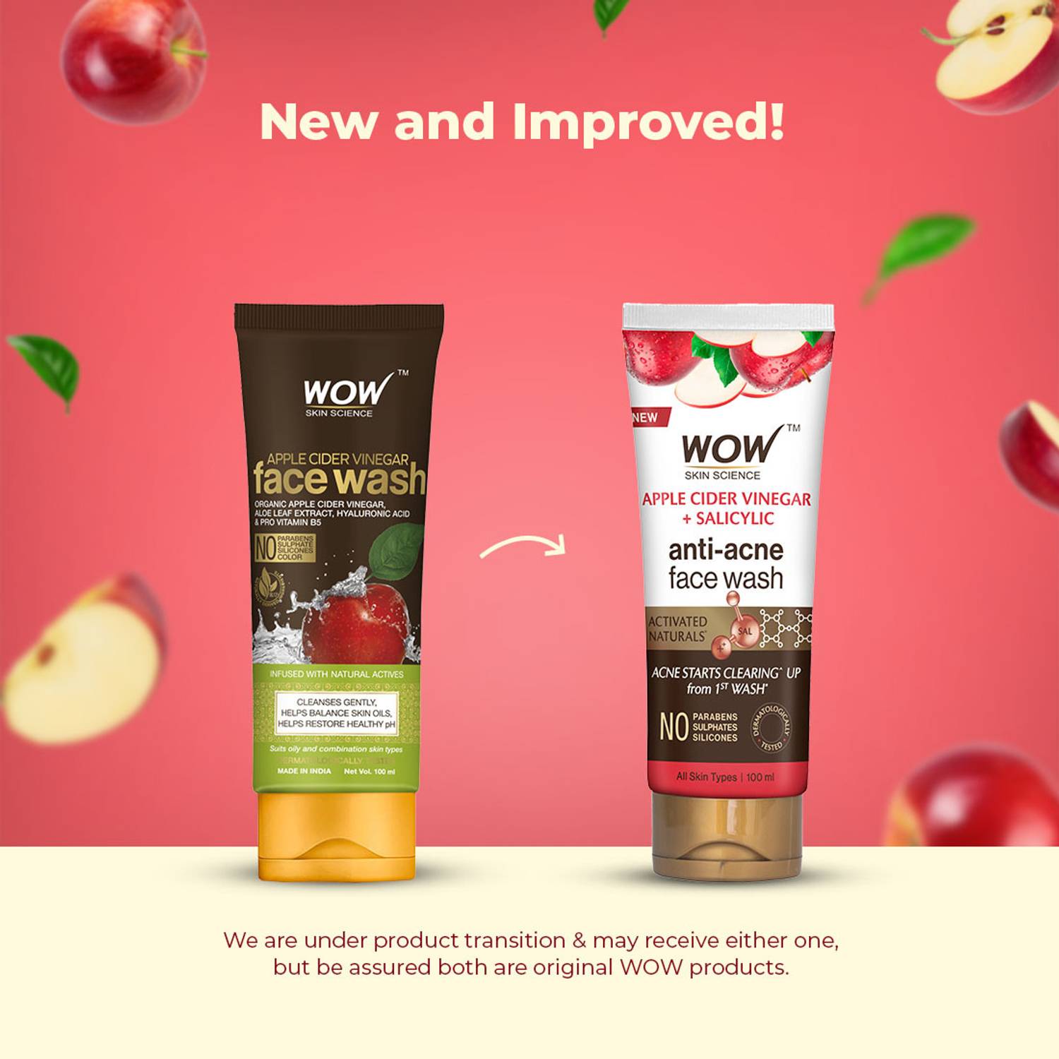 WOW वोव एप्पल साइडर विनेगर फेस वॉश 100mL ट्यूब फेस वॉश - Image 2