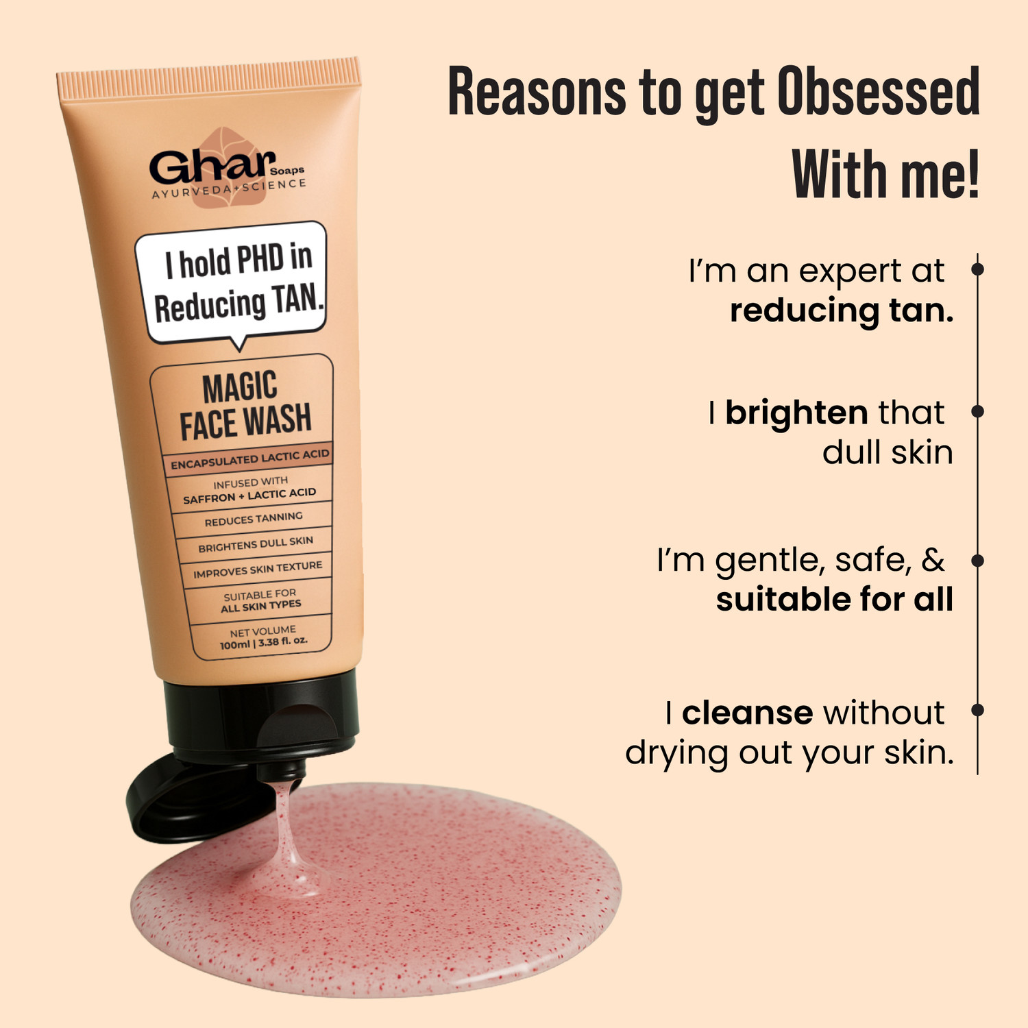 Image of Ghar Soaps Magic Face wash | Tan Removal, Skin Brightening & Radiant Glow Face Wash