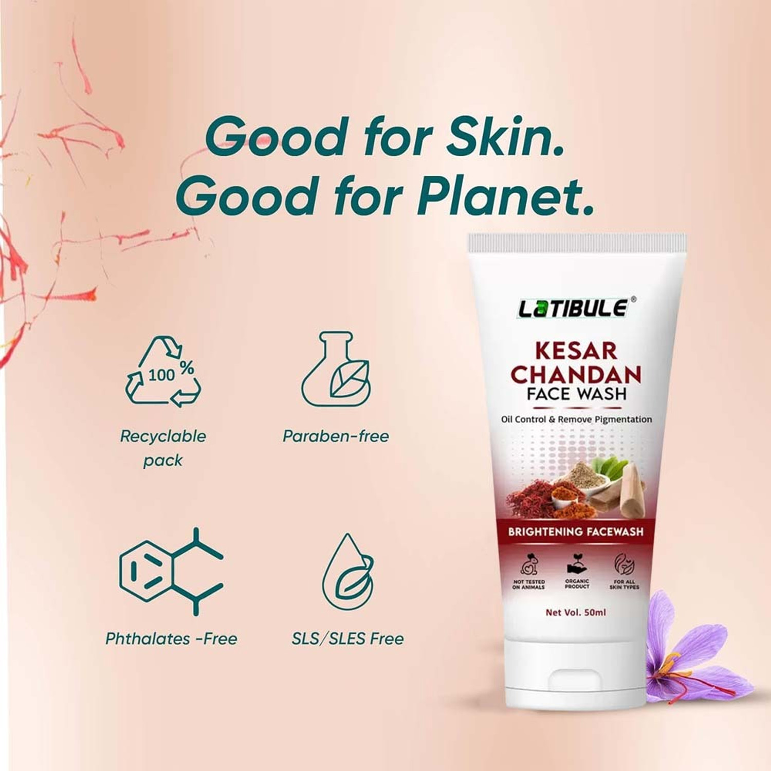 Image of Latibule Kesar with Natural Extracts for Bright & Glowing Skin | All Skin Types Face Wash