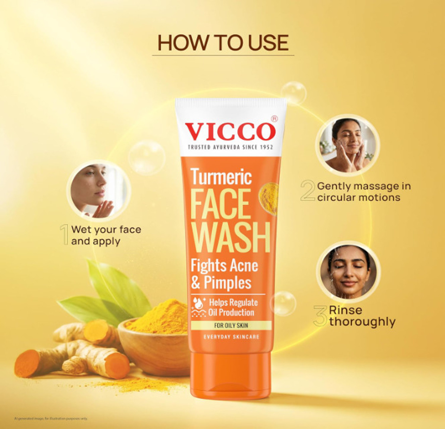 Image of VICCO Turmeric Fights Acne & Pimples Face Wash