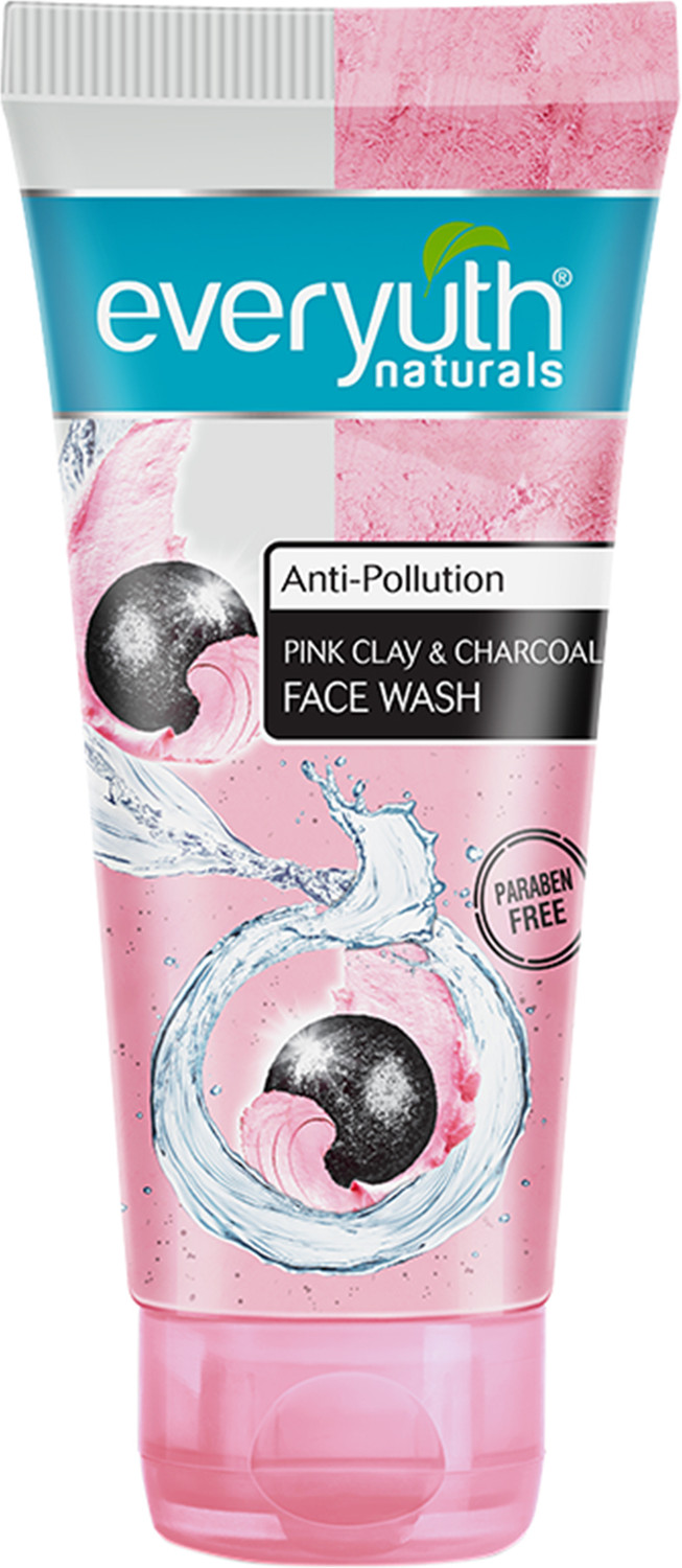 Image of Everyuth Naturals Anti Pollution Pink Clay & Charcoal | For all skin types (Oily / Dry) Face Wash