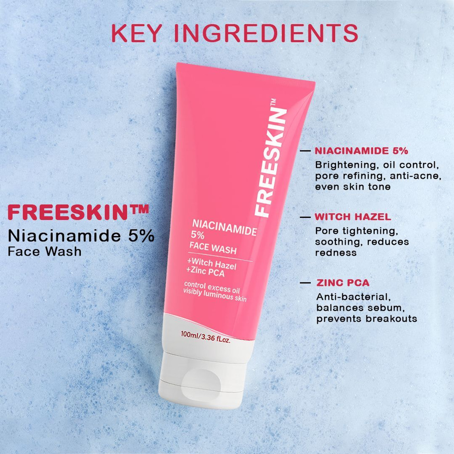 Image of Free Skin 5% Niacinamide Controls Excess Oil, Reduces Acne & Breakouts | Face Wash