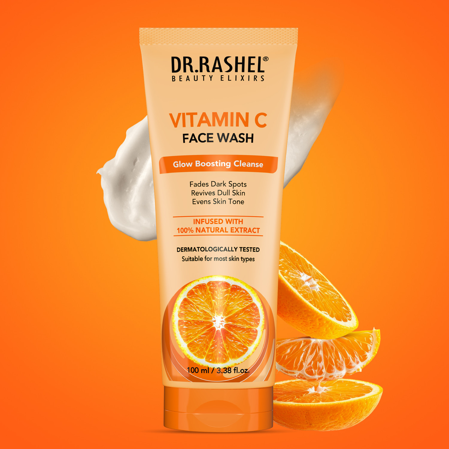 Image of DR.RASHEL Vitamin C with Natural Extracts for Bright & Glowing Skin | All Skin Types Face Wash