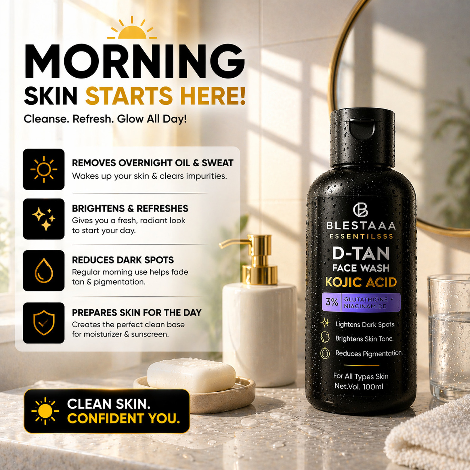 Image of blestaaa essentialss 2% Kojic Acid | Pigmentation Care for Even Tone & Radiant Skin Face Wash