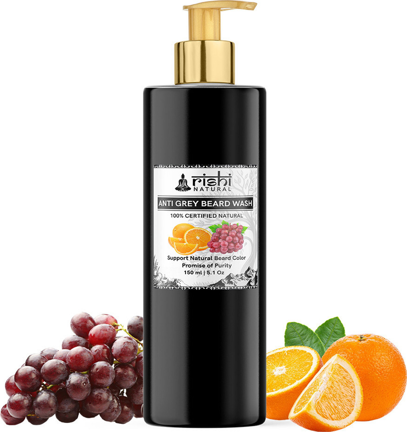 Image of rishi natural Anti Grey Beard Wash (150ml) - Get Back Black Beard & Prevents Premature Graying | Guaranteed Face Wash