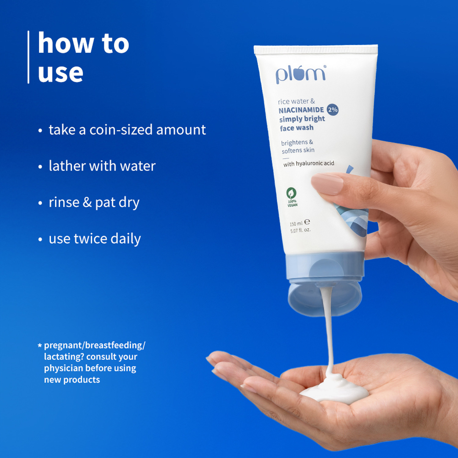 Image of Plum Rice Water & 2% Niacinamide Dermat-tested , Gentle & Non-drying (300 ml)| Men and Women Face Wash