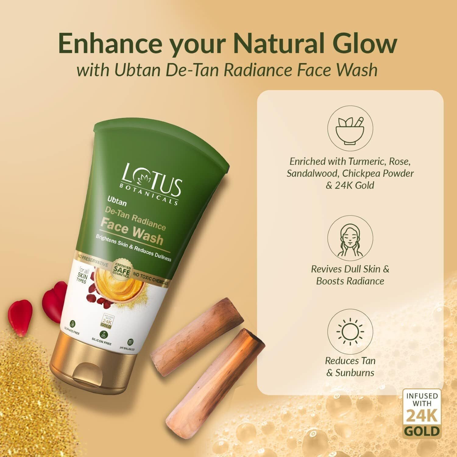 Image of Lotus Botanicals Ubtan De-Tan Radiance Facewash | Brightens Skin & Reduces Dullness|For All Skin Type Face Wash