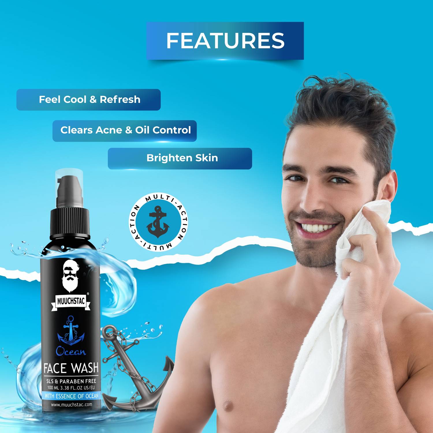 MUUCHSTAC Ocean for Men Face Wash 200ml - Image 2