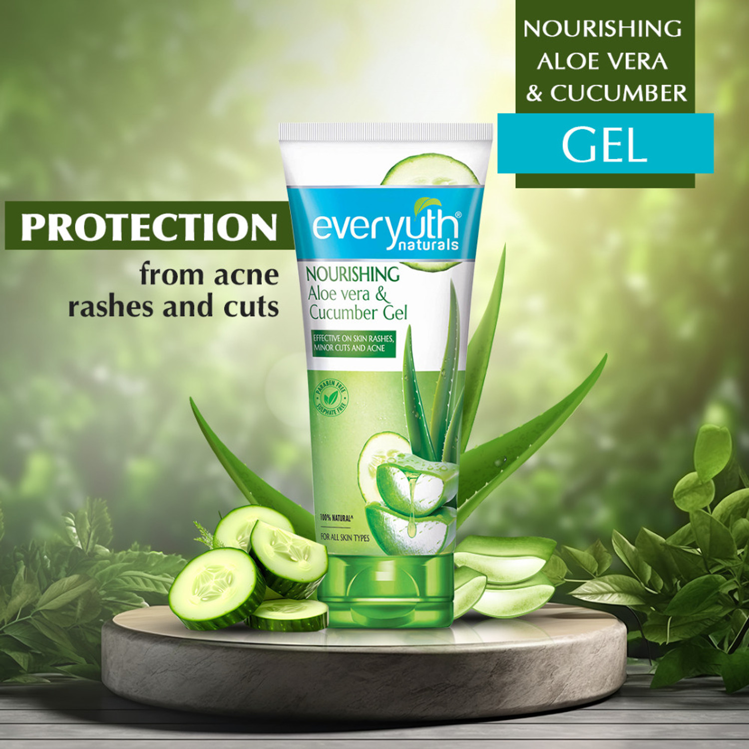 Image of Everyuth Naturals Nourishing Aloe Vera and Cucumber Gel Protects from Acne, Cuts and Rashes Face Wash
