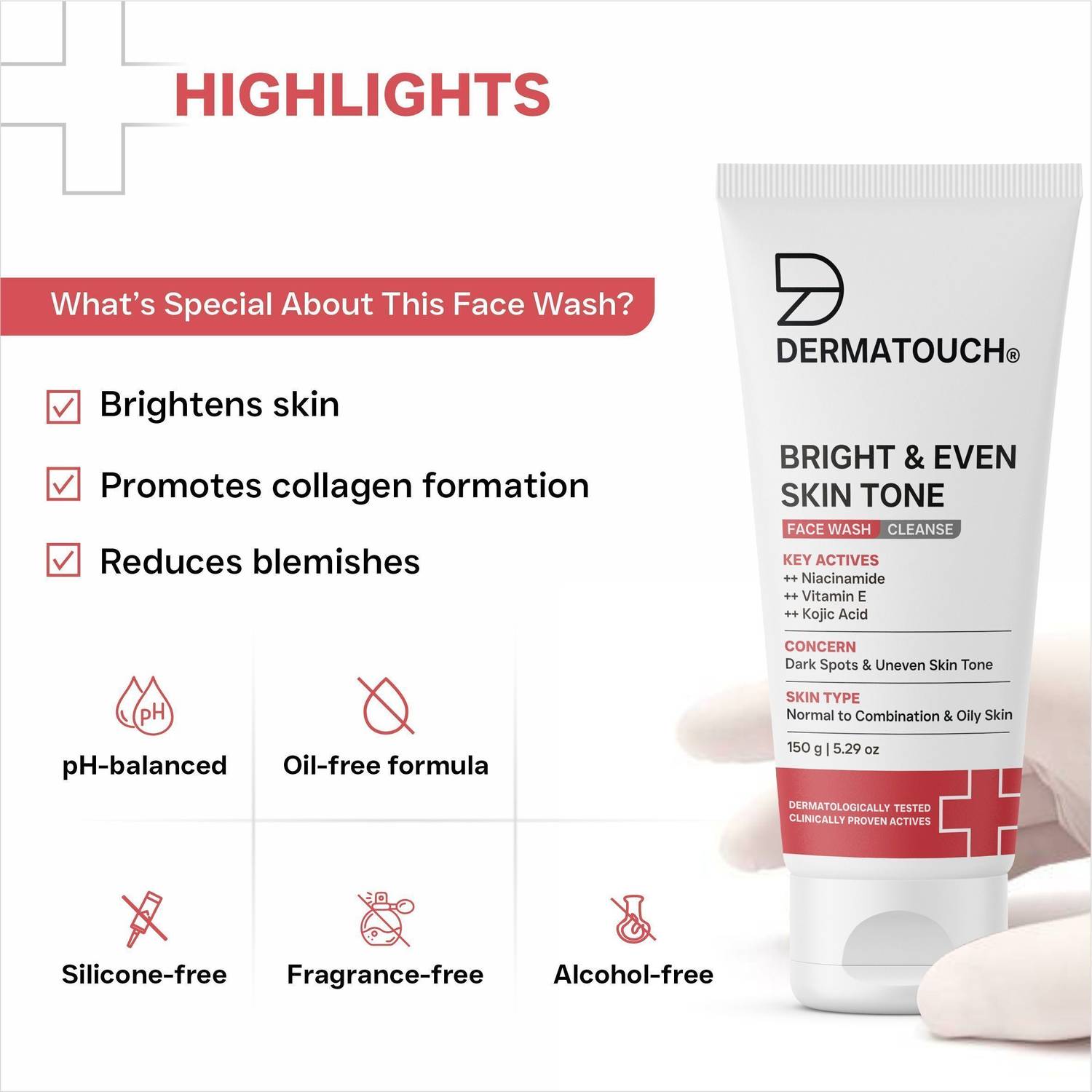 Dermatouch Bright & Even Tone Face Wash 250ml - Image 4