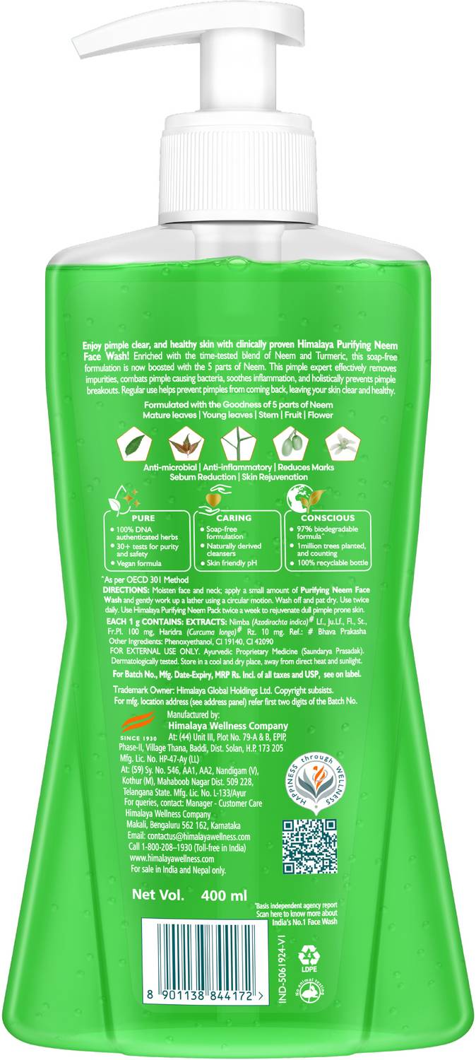 HIMALAYA Purifying Neem Face Wash 400 ml - Image 2