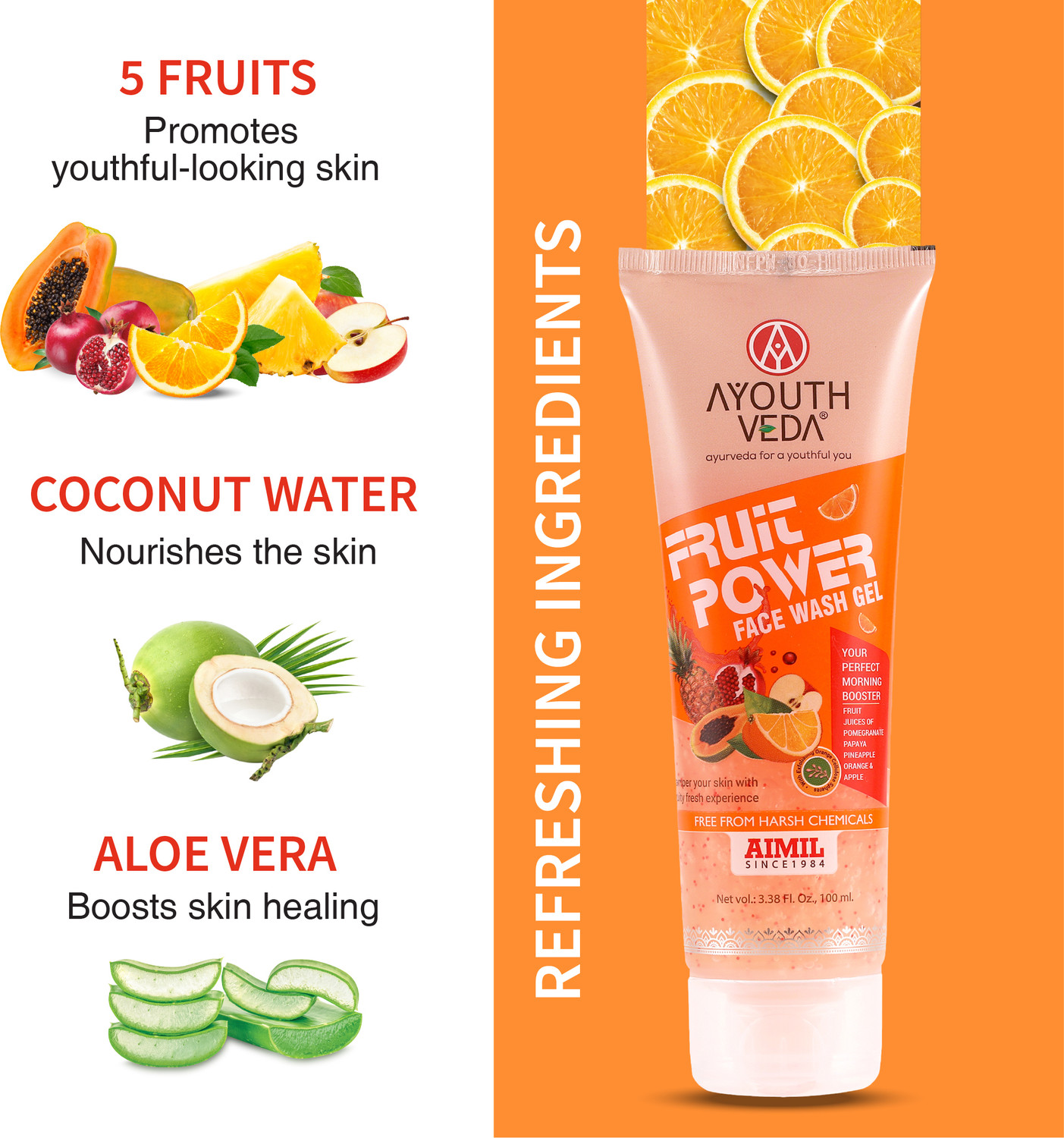 Image of AYOUTHVEDA Fruit Gel | Pamper Your Skin With Vitamin A, C & Anti-Oxidents Face Wash