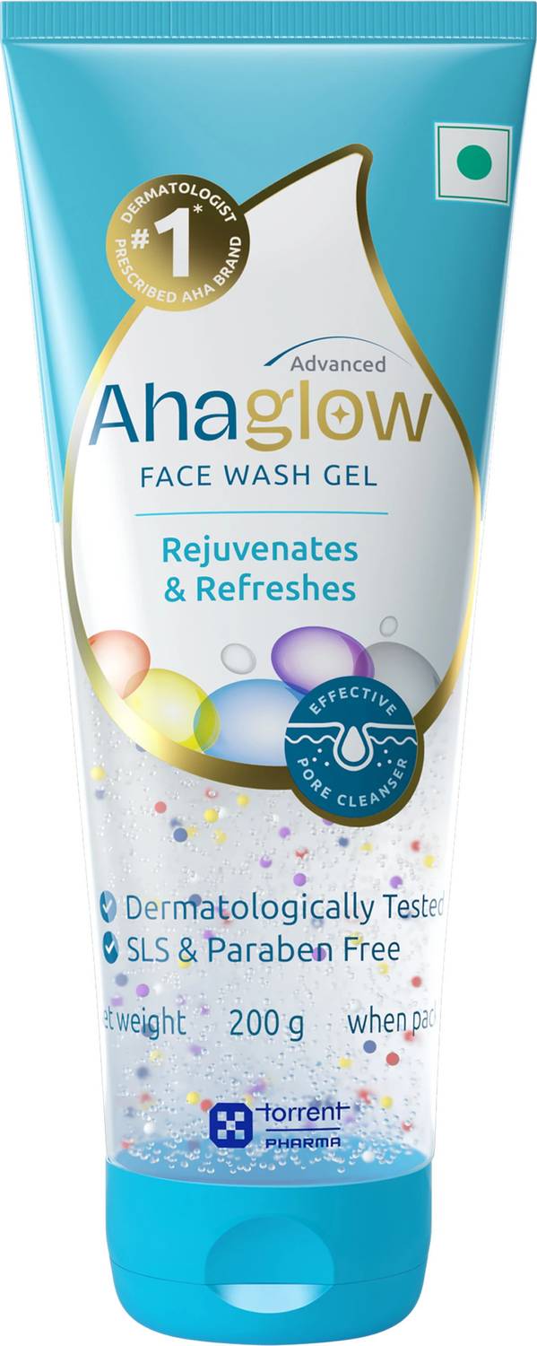 ahaglow Advanced Gel 200g with 1% Glycolic Acid for Acne Clear Skin|Dermatologically Tested Face Wash