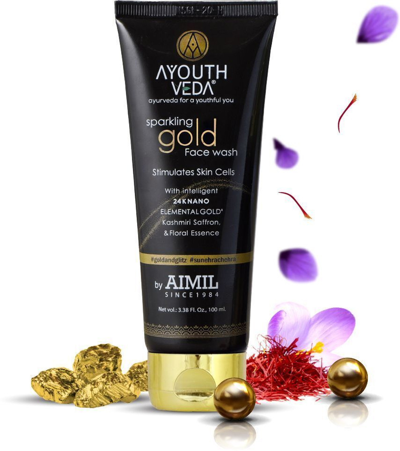Image of AYOUTHVEDA Sparkling Gold With 24k Gold & Saffron for Even Tones Skin Golden Glow Face Wash