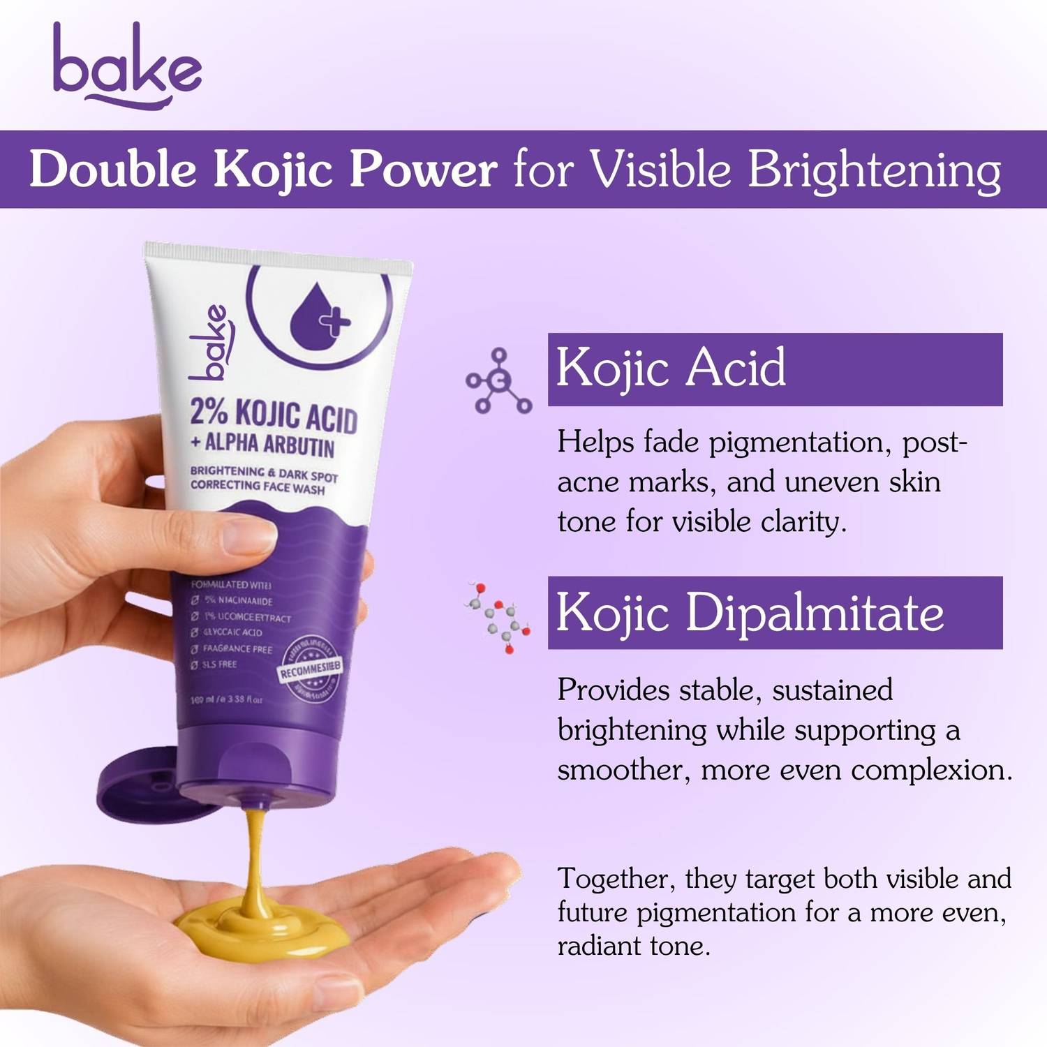 BAKE 2% Kojic Acid Face Wash 100ml - Image 4