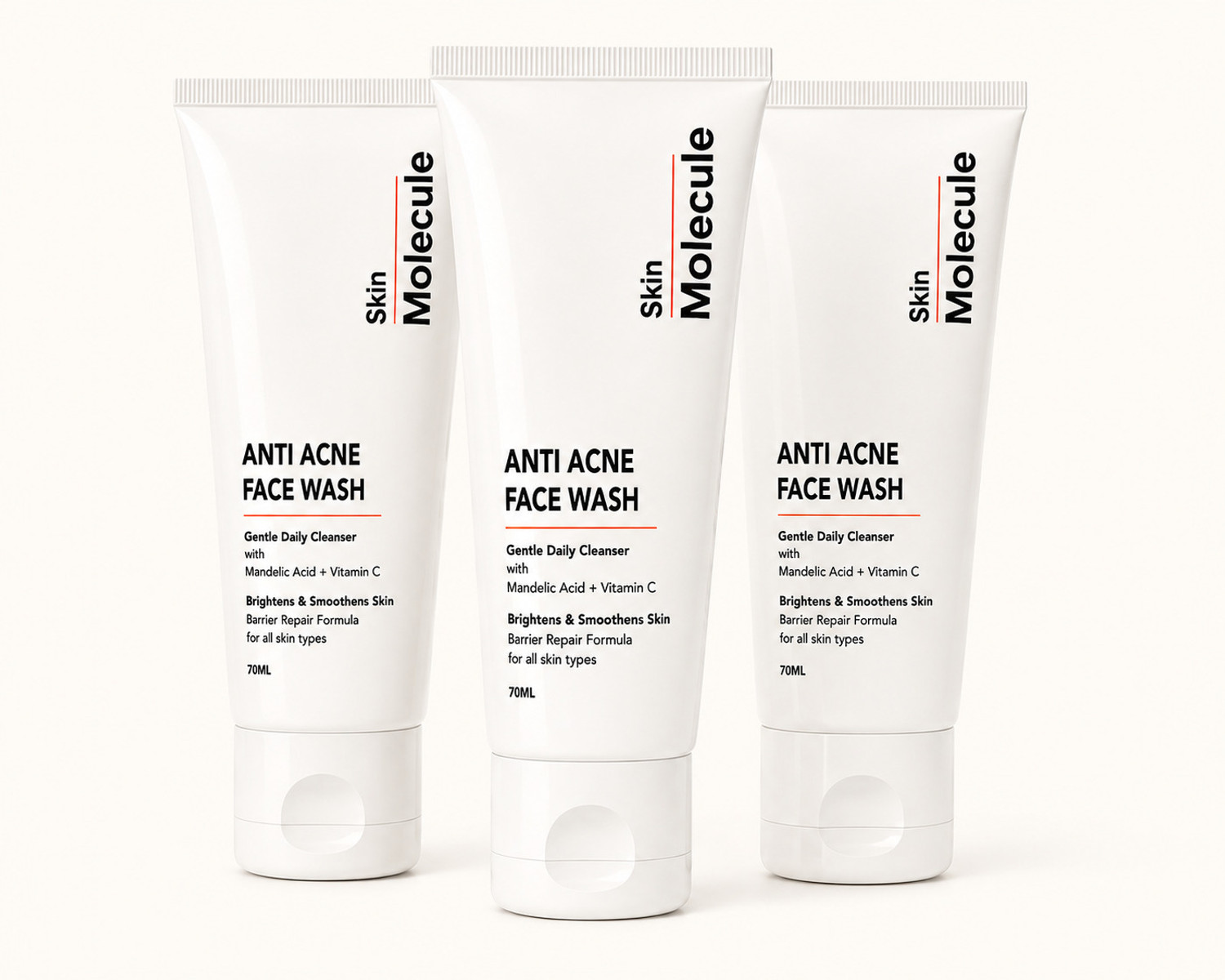 Image of Skin Molecule Anti Acne Facewash with Mandelic Acid & Vitamin C | Deep Cleansing Face Cleanser for Acne Prone Skin | Brightens & Smoothens Skin Face Wash