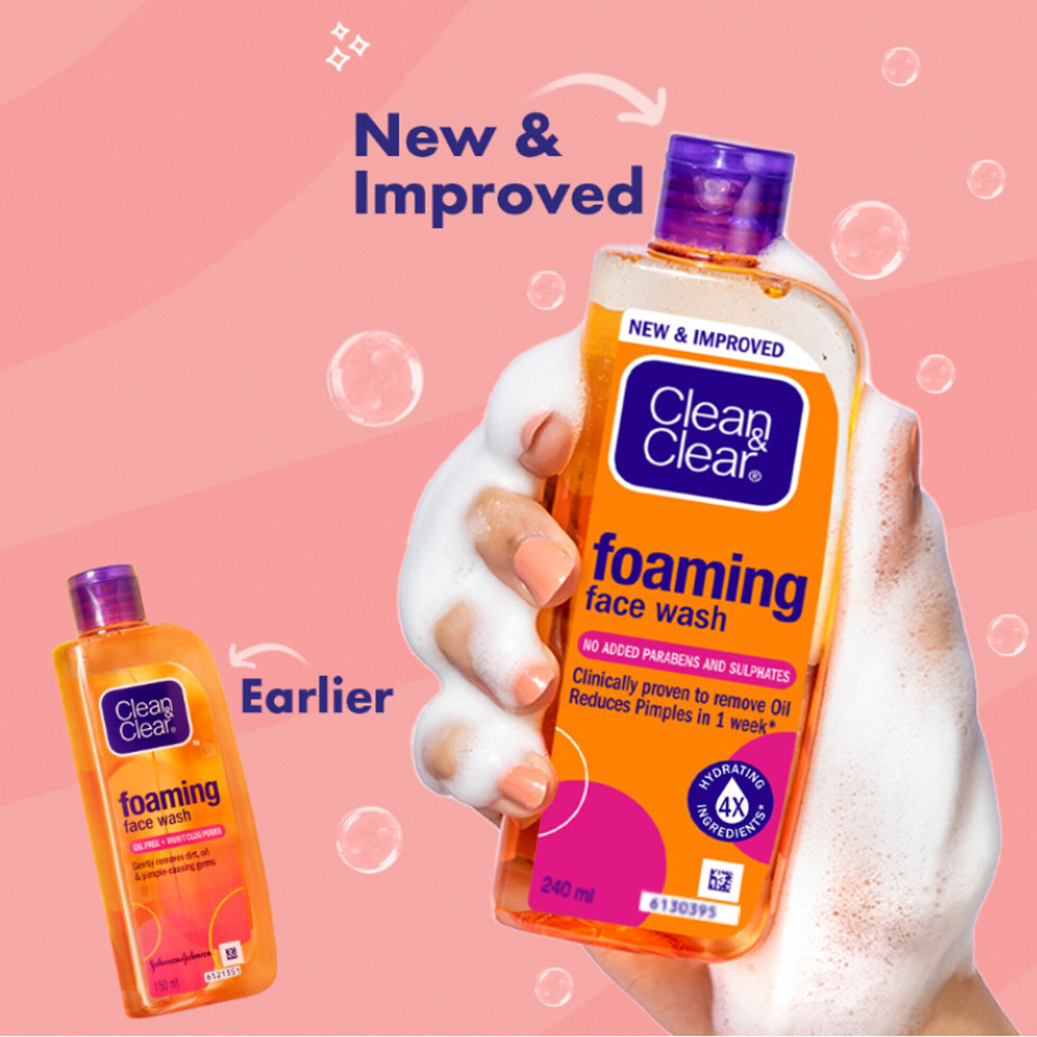 Image of Clean and Clear Oil free foaming face wash (2*240 ml)- Big Pack Face Wash