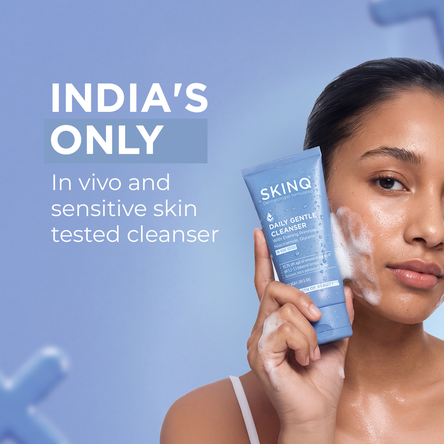Image of SKINQ Daily Gentle Cleanser with Evening Primrose Oil, Niacinamide & Glycerin | Removes Oil & Dirt | For All Skin Types | 100ml Face Wash
