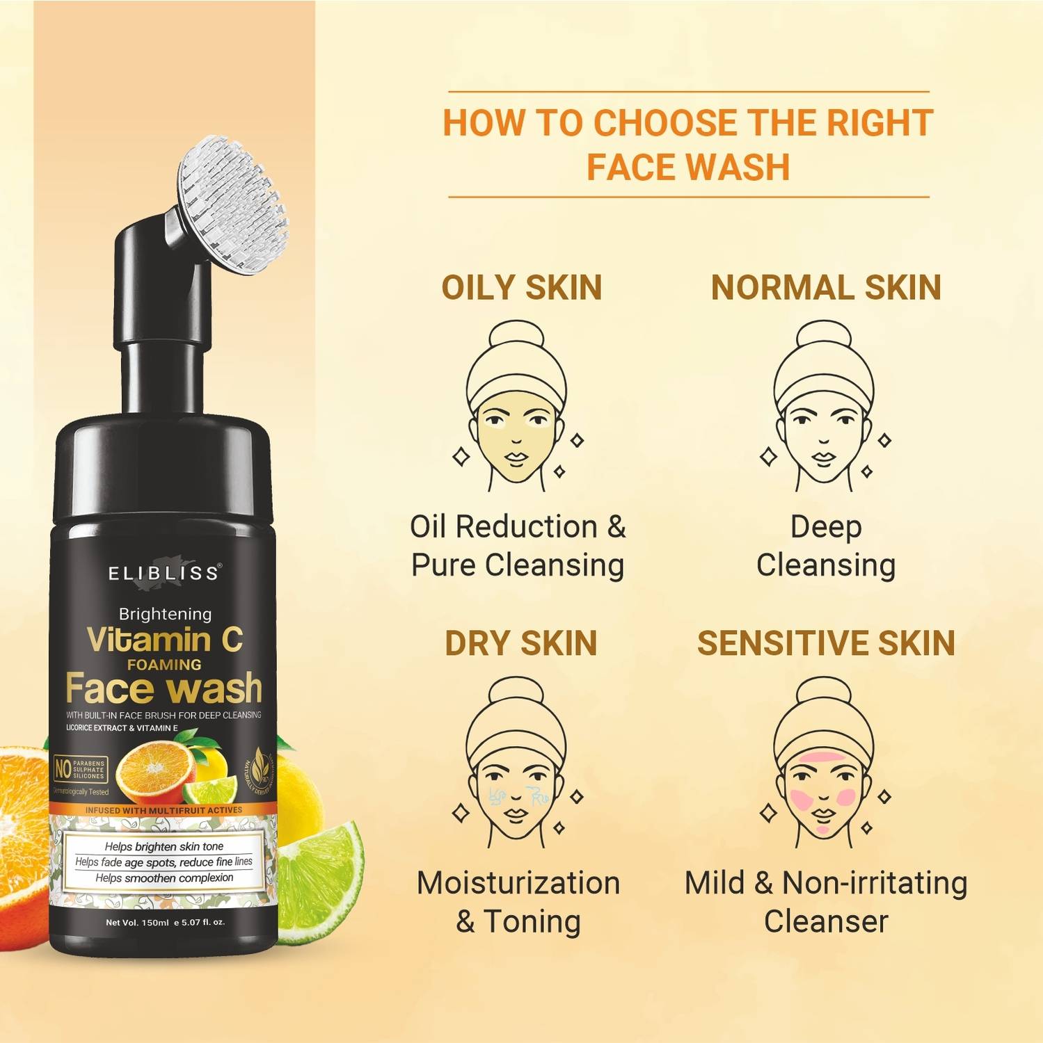 ELIBLISS Brightening Vitamin C Foaming Face Wash, Pack of 3 - Image 2