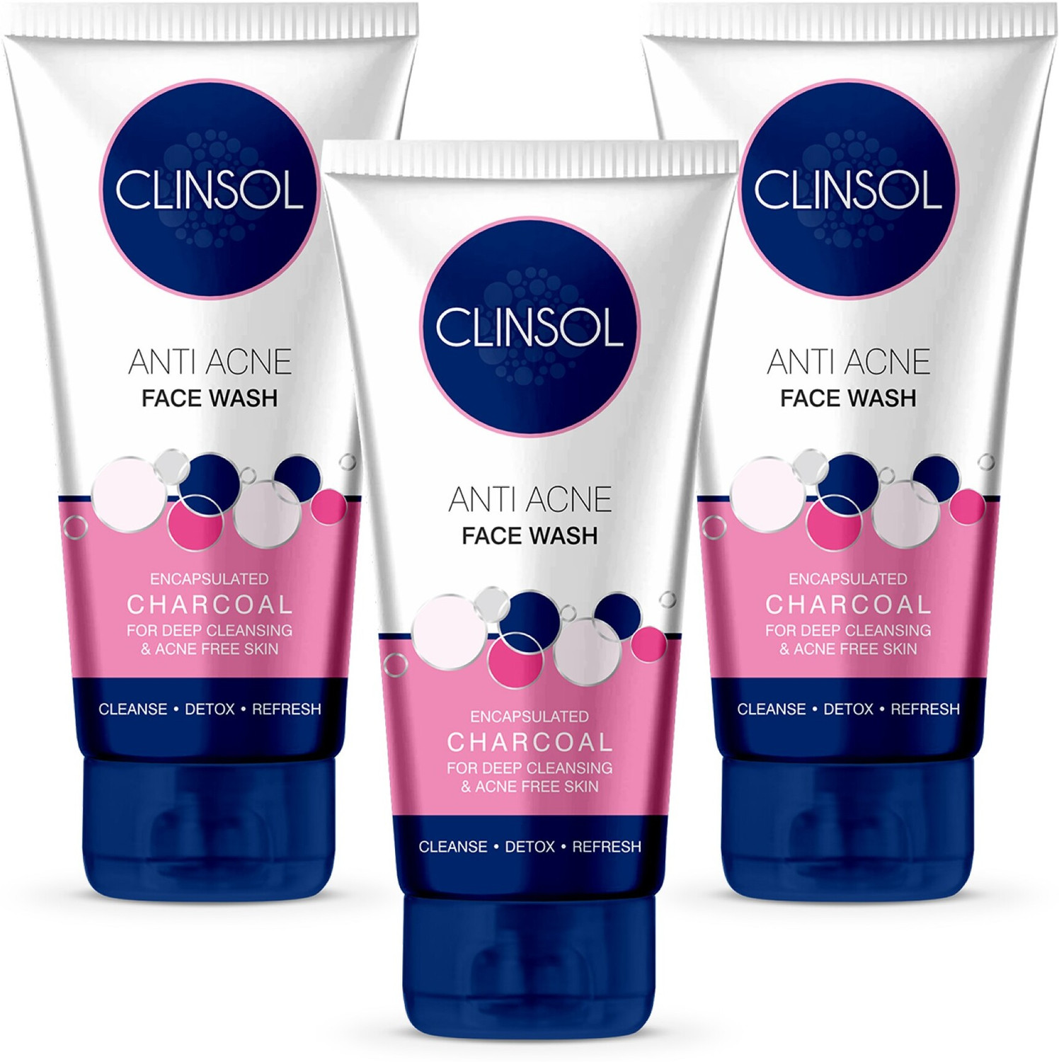 Image of Clinsol Anti-Acne Charcoal With Aloe Vera & Meadowsweet Extract | Paraben-Free Face Wash