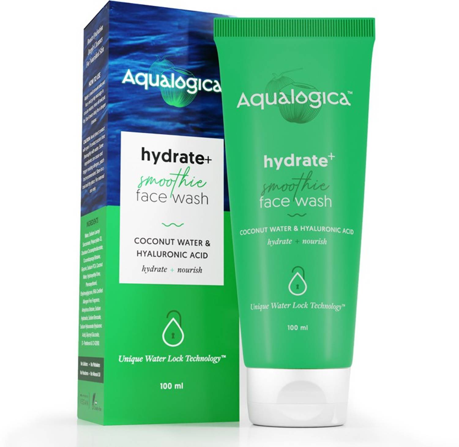Aqualogica Hydrate+ for Cleansing & Hydration with Coconut Water & Hyaluronic Acid, 100ml Face Wash